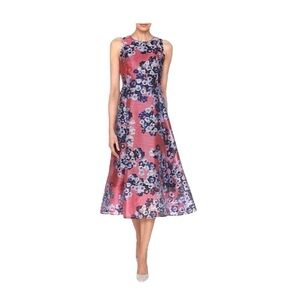 NEW L.K. Bennett Occa A Line Dress Empire Waist Sheer Pink Floral Women 8